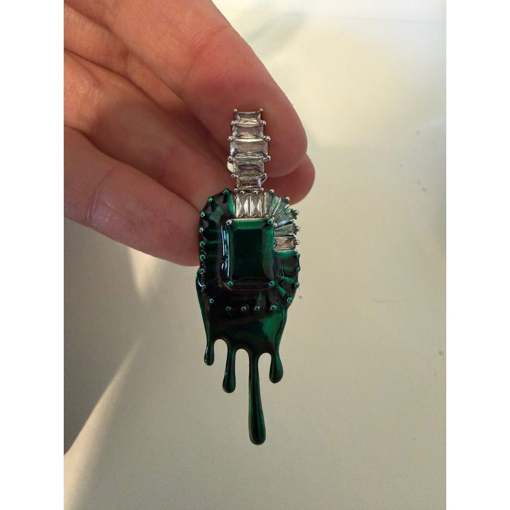 8 Other Reasons x Wicked Flying Free Droplet Emerald Drip Earrings Glam Elphaba - Picture 4 of 6